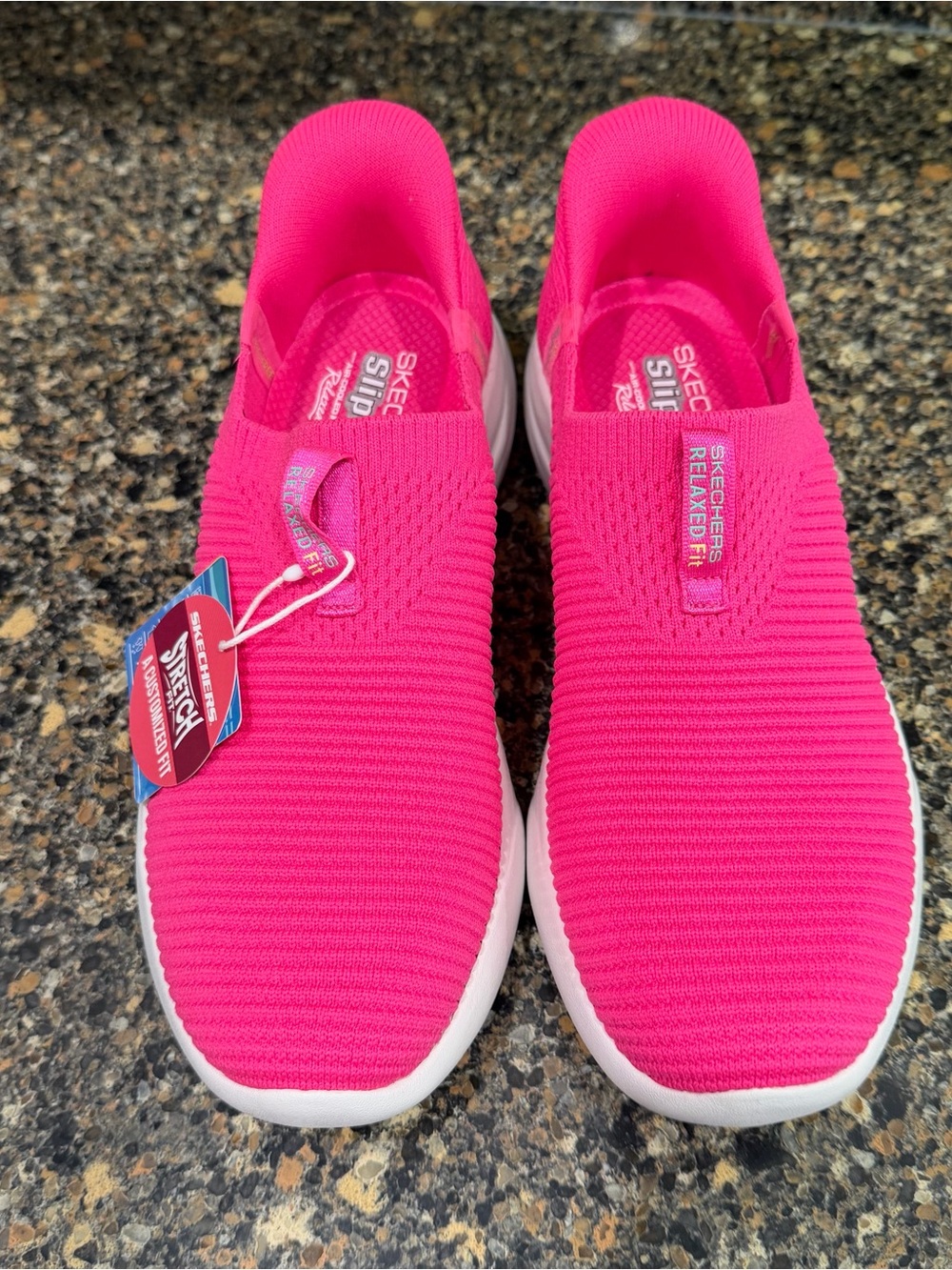 Skechers Women's Pink Slip-On Stretch Knit Walking Shoes new 8.5 - Picture 6 of 8